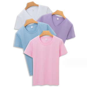 T-shirt women's summer short-sleeved round neck V-neck solid color half-sleeved t-shirt for women
